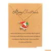 Pendant Necklaces Bk Price Santa Claus Christmas Pendant Necklaces Jewelry Green Gold Card Gift Merry Necklace Accessory Drop Delivery Dh1Je