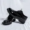 Sapatos casuais outono tendência clássico vestido masculino para oxfords patente couro lace up formal preto festa de casamento