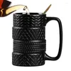 Muggar Tire Coffee Tea Mug 3D Cool 400 ml Black Novelty Frosted Ceramic Large Cup Unik gåva för älskare