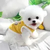 Vêtements de chien Chiot Vêtements de dessin animé Été Style mince T-shirt Teddy Plus doux que l'ours Pull Petit gilet de Poméranie Jaune