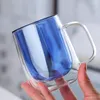 Tasses Tasse créative 350ml verre résistant à la chaleur double couche transparente eau tasse à thé bureau avec poignée jus de lait