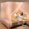 Yanyangtian Square Mosquito Net Bed Canopy King Bed Tent Double Bed Mosquito Nets Curtain Pink Room Decor 240320