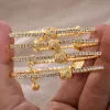 Braccialetti 4 pz/set 24k Color Oro Dubai Matrimonio per le Donne Micro Intarsio Gioielli Nigeria Braccialetti Regali per Feste