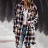 Vrouwen Jassen Lange Plaid Shirt Jas Winter Voor Vrouwen 2024 Herfst Revers Knop Jas Temperament Trenchcoats