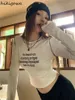 Kadın Tişörtleri Beyaz Y2K Kadın Tshirts 2024 Ropa Mujer Mektup Uzun Kollu Tunik Tees Mahsul Üstler Günlük Moda Kore Tişörtleri Kadınlar İçin