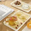 Plateaux à thé rectangulaires, plateau de collation à café, permettant de gagner de l'espace, plats alimentaires, petit déjeuner Sushi Dessert assiette à gâteau El Home