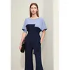 Women's Two Piece Pants Amii Minimalism 2024 Summer Spliced Loose Chiffon Shirt With Belt Casual Wide-leg For Women Trendy Clothing 12442074