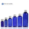 Förvaringsflaskor 10/20/30/50/60/100 ml skruvlock flaska blå plast kosmetisk schampo container tom lotion duschgel påfyllningsbar aluminium