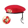Berretti Cappello da marinaio rosso Spettacolo teatrale Berretto di lana con danza quadrata (Stella a otto punte dorata)