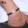 Catena Vnox Fatti a mano Braccialetti con ciondoli a croce unisex per uomo Donna Intrecciato Bracciale con nodo cinese fortunato Impermeabile Gioielli sportivi regolabili Q240401