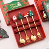 Spoons 4pcs Christmas Forks Stainless Steel Cute Stylish Tableware Set For Coffee Tea