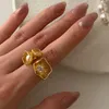 Cluster Rings 925 Sterling Silver For Women Simple Minimalist Retro Gold Flower Open Finger Ring Fashion Band Female Bijoux Gift