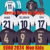 Fani Wersja 2024 EURO 24 25 Bellingham Soccer Jerseys Saka Foden Rashford Sterling Grealish National Team Kane Football Shirt Englands Kit Set Kit Set Kit