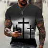 Mens Knitted Sweater 3d Printed Hip-hop Loose Short Sleeved Street Wear Plus Size Mens Clothing