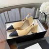 Designers Dress Shoes Slingbacks Sandal Ballet Flats Shoes Women High Heel Sandals Ladies Party Wedding Evening Stiletto Nude Patent Leather Chunky Slipper