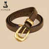 Belts FOXER Fashion Thin Belt Womens PU Leather Adjustable Metal Buckle Belt Womens Alloy Buckle Vintage Jeans Belt Designer Girl Q240401