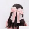 ヘアアクセサリー10pcs/lot夏のパールペンダントビッグメッシュボウクリップファッションアクセサリー女性大リボンヘアピントップドロップデリバリーベビーdhi