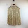 Vests Gold Black Sequins Perspective Tassel Loose Long Sleeve Shirt Men's Singer Dancer Performance See Through Fringe Shirts
