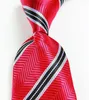 Papillon Classico a Righe Rosso Nero Argento Cravatta JACQUARD TESSUTO in Seta 8 cm Cravatta da Uomo Business Festa di Nozze Collo Formale