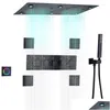 Bathroom Shower Sets Matte Black Colorf Led Head Ceiling 62X32Cm Thermostatic Rainfall System Set Drop Delivery Home Garden Faucets Dhehr