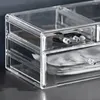 Boîtes de rangement Organisateur de maquillage transparent transparent avec 3 tiroirs amovibles des supports de rouge à lèvres supérieurs Améliorez votre commode de salle de bain