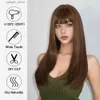 Synthetic Wigs EASIHAIR Long Straight Chestnut Brown Synthetic Wigs with Bangs Natural Layered Brown Women Wig for Daily Cosplay Heat Resistant Y240401
