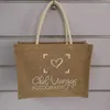 Presentförpackning 100 st/parti grossistanpassad logotyp återanvändbar och miljövänlig jute väska med handtag säckväv shopping strand tote