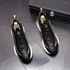 カジュアルシューズブランドデザイナーメンブラックホワイトナチュラルレザーシューズ通気性プラットフォームスニーカーストリートスタイルの靴ザパトス男性
