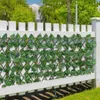 Decorative Flowers Artificial Privacy Fence Screen Expanding Garden Trelli Panel Retractable Hedge For Outdoor Patio Balcony Wall