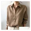 Dames Blouses Shirts Femme Tops Mode Herfst Witte Vrouwen Lange Mouw Blouse Koreaanse Vrouw Linnen Kleding Femininas Drop Levering Appa Dhiuo