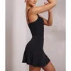 Casual Dresses Spring Summer 2024 Elegant Dress Women's Solid Color Sexy Yoga Spaghetti Strap Backless Slit Mini