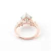 Bague de fiançailles en or Rose 14 carats, bague de fiançailles en Moissanite verte, coupe princesse, bijoux fins pour amoureux