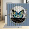 シャワーカーテンバスルーム動物蝶の防水バススクリーンカラフルな漫画蝶の家の装飾カーテンとフック