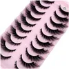 False Eyelashes 10Pairs Cat/ Faux Mink Winged End Eye Elongated Fake Lashes Soft Natural Long Fl Strip Drop Delivery Health Beauty Mak Dhsfw