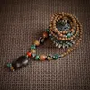 Pendentif Colliers Rétro National Style Femmes Bohème Accessoires Décoratifs Perles En Bois Bodhi Long Bouddha Collier De Perles Pull D Dhfxi