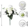 Fiori decorativi Bouquet artificiale di peonia bianca rosa da 30 cm 5 teste grandi e 4 boccioli finti per la decorazione domestica di nozze per interni