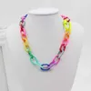 Chain European and American fashion Ins popular exotic alloy colored candy color Brazilian chain womens bracelet necklace set Q240401