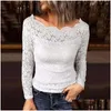 Blouses Femmes Chemises Femmes Solid Color Top Chic Off-Shoder Dentelle Élégant Streetwear Pour Slim Fit Style Off Shoder Tops Drop Livraison A Ot9Tw