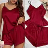 Tiil Sexy Pajamas Lady Summer Chemise Pajamas костюм ночной одежду Большого размера 4xl 5xl Sexy Women Sexy Satin Nightwear New Sleepwear Cami Shorts 2pcs Pajamas 2404101