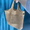 ICare maxi tkana torba na zakupy 10a Tote Designer Tote Słomka plażowa Kobiet Summer Mesh pusta torba z wakacyjna torby na ramię duże pojemność