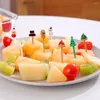 Forks Merry Christmas Animal Fruit Fork Plastic Mini Cartoon Kids Snack Cake Dessert Pick Toothpick Bento Lunch Party Decoration