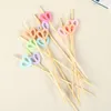 Forks 100Pcs Colorful Heart Cocktail Picks Wooden Toothpick Skewer Snack Fork Fruit Bamboo Party Wedding Supplies