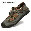 Letnie męskie sandały swobodny poślizg na włoskich męskich butach marki na zewnątrz sneakes oddychające kapcie łódź chaussure homme 240323