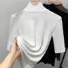 Kadın Tişörtleri Boweylun Dişli Katı Yüksek Neck Mid-Sleeve Alt Gömlek Konforlu Nefes Alabası Bel Stres Zayıflama T-Shirt Üstü Kadınlar