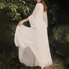 Casual Dresses Women Elegant Deep V Maxi Dress Solid Color Flare Long Sleeve Ladies Evening Party Prom Ruched Pleated Swing