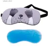 Sleep Masks Cute cat cartoon soft eye sleep assist facial mask with comfortable ice compression gel travel rest eye shadow mask blind plate #28005 Y240401