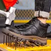 Boots 2023 Men Leather Safety Shoes Steel Toe Punctureproof Indestructible Shoes Work Boots Construction Welding Protective Shoes