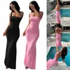 Robes décontractées Robe Maxi sans manches pour femmes Dos nu Bodycon Figure Améliorant et confortable Attaché au dos Long Sexe