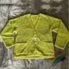 Casacos Cardigan Verde Bordado Jaqueta Masculina e Feminina com Gola V