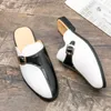 Sapatos casuais mules de luxo preto slides dos homens 2024 meia sandálias retalhos moda mocassins chinelos designer apartamentos deslizamento para homem